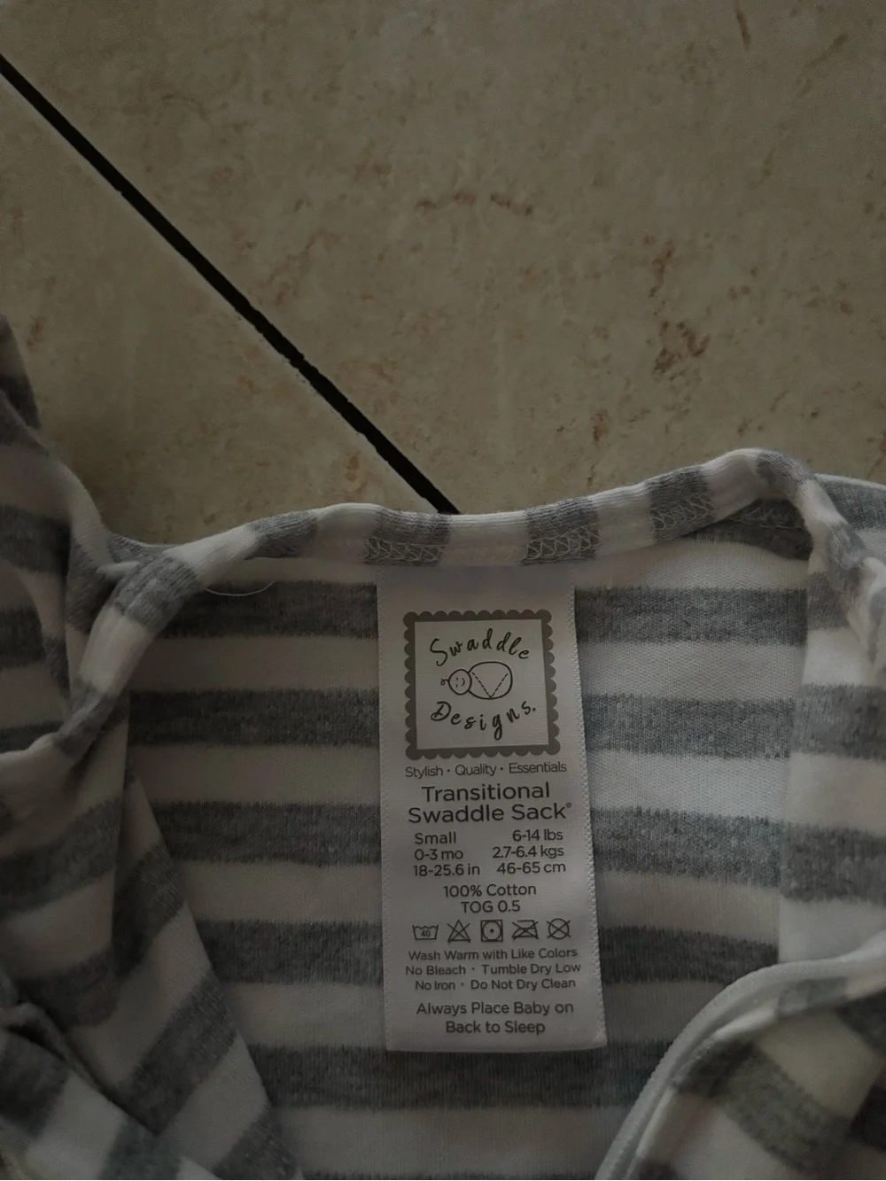 Swaddle Designs gray and white striped transitional baby swaddle